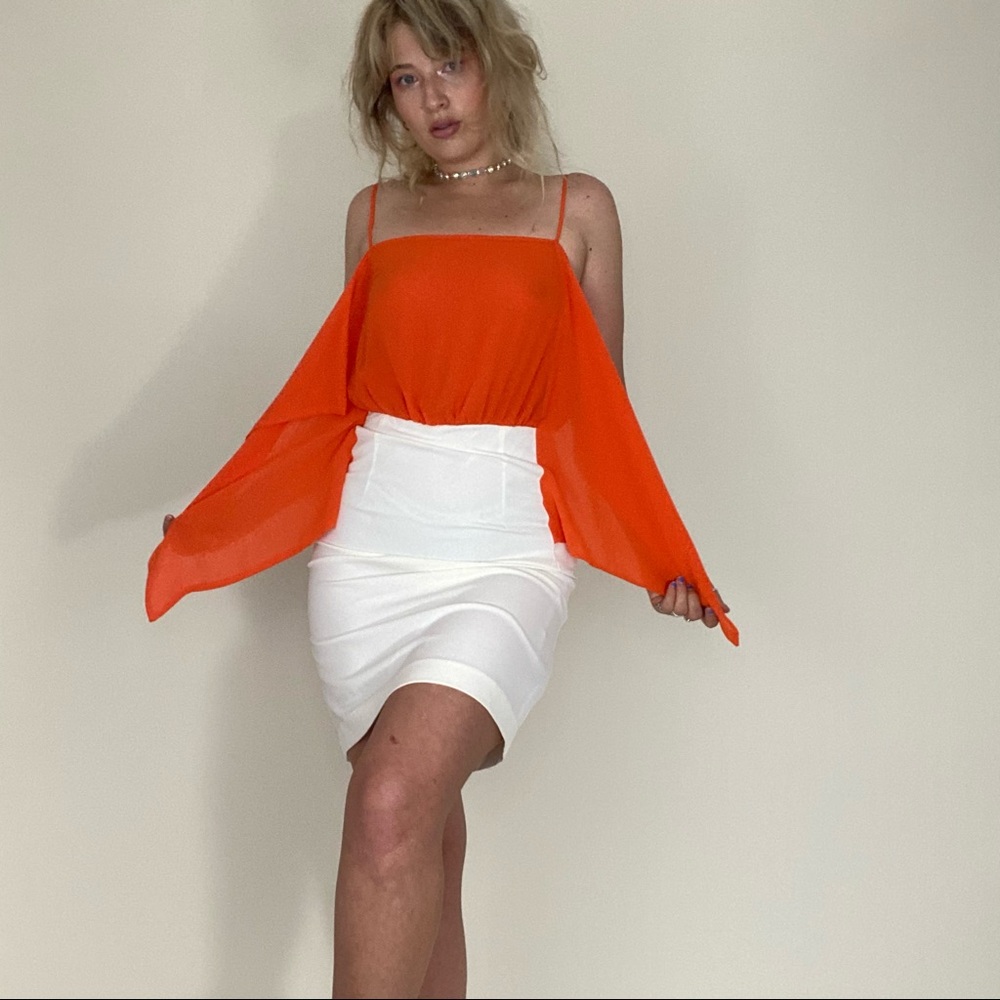 Orange and white colorblock Annarita N mini dress